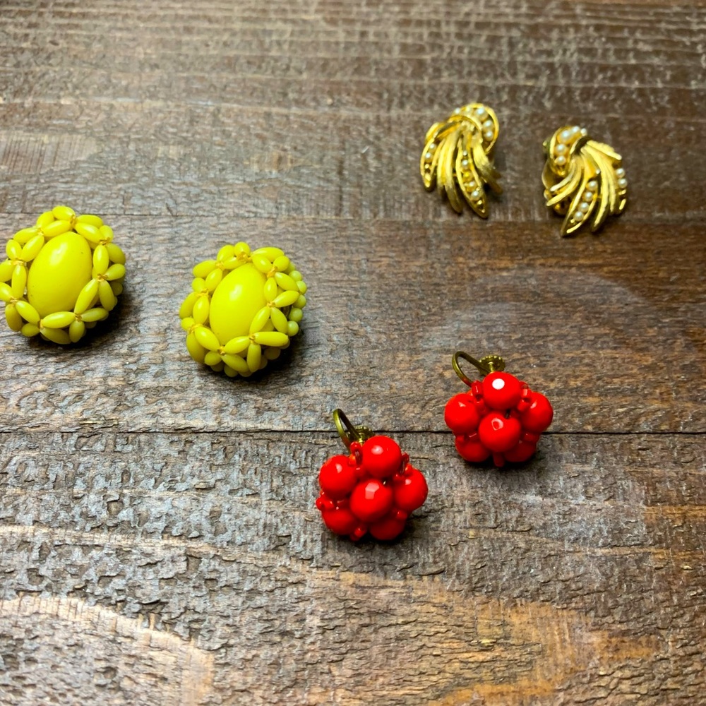 Vintage Mid Century Clip-On Screwback Earrings LOT
